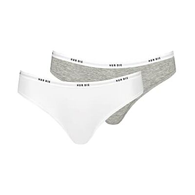 Nur Die Soft Slip 2-pack van katoen meerkleurig sportieve onderbroeken dames, grijs/wit Nur Die Soft Slip 2-pack van katoen meerkleurig sportieve onderbroeken dames, grijs/wit