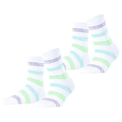 ESPRIT Dames Sokken Brushed Stripes 2 Pack W SO Katoen Gedessineerd Multipack 2 Paar, Wit (White 2000), 35-38 ESPRIT Dames Sokken Brushed Stripes 2 Pack W SO Katoen Gedessineerd Multipack 2 Paar, Wit (White 2000), 35-38