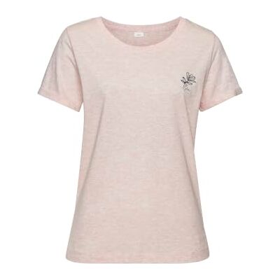 s.Oliver Pyjama top T-shirt in roze gemêleerd met bloemendetail, roze gemêleerd, 36/38 NL s.Oliver Pyjama top T-shirt in roze gemêleerd met bloemendetail, roze gemêleerd, 36/38 NL