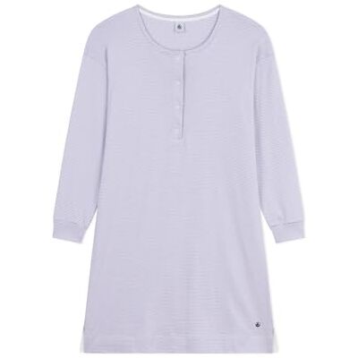 Petit Bateau Dames nachthemd van katoen, gestreept, A0erh01, nachtkleding voor dames (1 stuk), Paars Wit, XL Petit Bateau Dames nachthemd van katoen, gestreept, A0erh01, nachtkleding voor dames (1 stuk), Paars Wit, XL