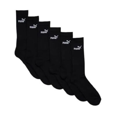 PUMA Unisex Kids ELEMENTS UNISEX CREW SOCK 6P zwarte sok, Zwart, 39-42 PUMA Unisex Kids ELEMENTS UNISEX CREW SOCK 6P zwarte sok, Zwart, 39-42