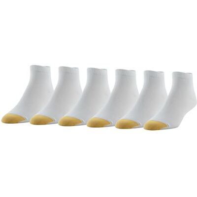 GOLDTOE Gold Toe platte gebreide kwart sokken voor dames, 6 paar, Wit, Large GOLDTOE Gold Toe platte gebreide kwart sokken voor dames, 6 paar, Wit, Large