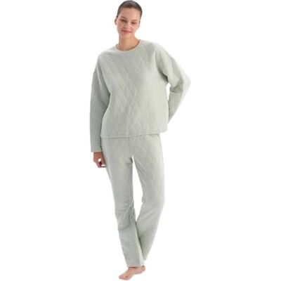 Dagi Gewatteerde damesbroek, pyjama, pyjama, bottom, lichtgrijs, M Dagi Gewatteerde damesbroek, pyjama, pyjama, bottom, lichtgrijs, M