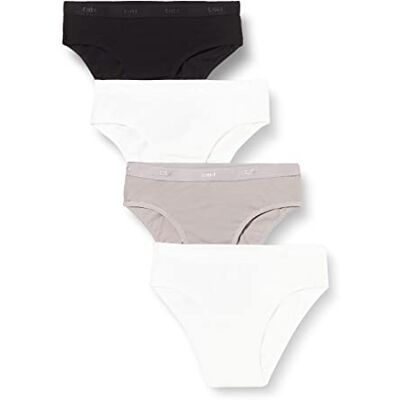 DIM Slipje voor meisjes, Les Pockets Eco katoen, 4 stuks, wit/grijs/zwart/wit, 16 Jaren DIM Slipje voor meisjes, Les Pockets Eco katoen, 4 stuks, wit/grijs/zwart/wit, 16 Jaren