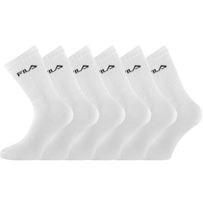 FILA Sokken Heren en Dames 35-38, Katoen Gerecycled Set van 6, Wit Uniseks, Volwassenen, Hoge Sokken, Ideaal voor sportsneakers, Tussenseizoen/Winter, Dik, Stretch, 6 Paar FILA Sokken Heren en Dames 35-38, Katoen Gerecycled Set van 6, Wit Uniseks, Volwassenen, Hoge Sokken, Ideaal voor sportsneakers, Tussenseizoen/Winter, Dik, Stretch, 6 Paar