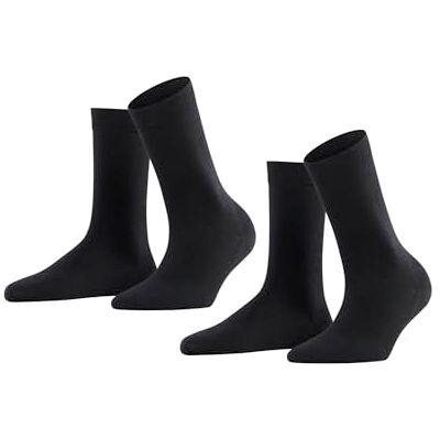 FALKE Dames Sokken Softmerino 2-Pack W SO Wol Katoen eenkleurig Multipack 2 Paar, Zwart (Black 3009), 35-36 FALKE Dames Sokken Softmerino 2-Pack W SO Wol Katoen eenkleurig Multipack 2 Paar, Zwart (Black 3009), 35-36