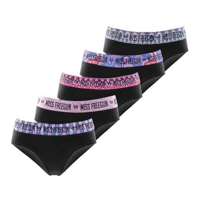 FREEGUN Katoenen damesslip, damesondergoed, comfortabel en zacht (5 stuks), zwart/roze/blauw/paars, M FREEGUN Katoenen damesslip, damesondergoed, comfortabel en zacht (5 stuks), zwart/roze/blauw/paars, M