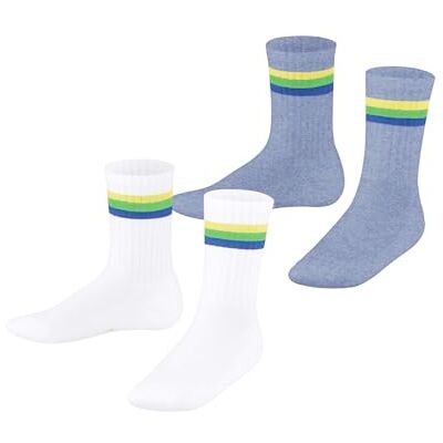 ESPRIT Uniseks-kind Sokken Tennis Stripe Multipack K So katoen gedessineerd 2 paar, Veelkleurig Light Blue White 0030, 23-26 ESPRIT Uniseks-kind Sokken Tennis Stripe Multipack K So katoen gedessineerd 2 paar, Veelkleurig Light Blue White 0030, 23-26
