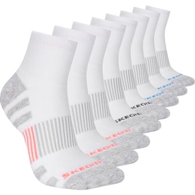 Skechers Work Collection High Quarter Crew sokken, 8 stuks, extra kussen en mesh ventilatie, Wit, 9-11 Skechers Work Collection High Quarter Crew sokken, 8 stuks, extra kussen en mesh ventilatie, Wit, 9-11