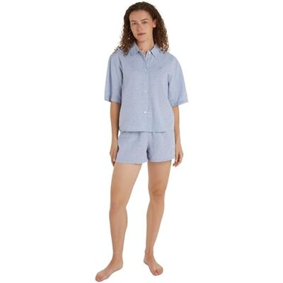Tommy Hilfiger Linnen Pj Set met korte mouwen voor dames Horizon strepen blauw L, Horizon Stripes Blauw, L Tommy Hilfiger Linnen Pj Set met korte mouwen voor dames Horizon strepen blauw L, Horizon Stripes Blauw, L