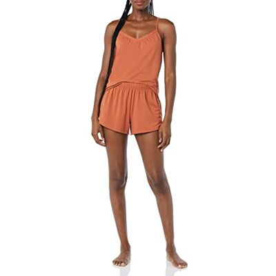 Amazon Essentials Dames gebreide jersey cami korte pyjamaset, terracotta, medium Amazon Essentials Dames gebreide jersey cami korte pyjamaset, terracotta, medium