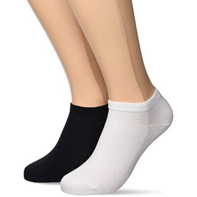 DIM Algodón Tobillero Enkelsokken voor dames, verpakking van 2 stuks, meerkleurig (negro/blanco 0c9), Eén maat DIM Algodón Tobillero Enkelsokken voor dames, verpakking van 2 stuks, meerkleurig (negro/blanco 0c9), Eén maat