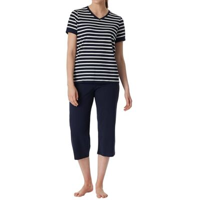 Schiesser Damen Schlafanzug kurz Set 3/4 lange Hose kurzarm Oberteil weiche Baumwolle Nightwear Schiesser Damen Schlafanzug kurz Set 3/4 lange Hose kurzarm Oberteil weiche Baumwolle Nightwear
