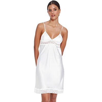 Trendyol Dames Women Line Woven Nightgown Homewear Mini A-lijn Regular Fit geweven nachthemd, wit, 62 Trendyol Dames Women Line Woven Nightgown Homewear Mini A-lijn Regular Fit geweven nachthemd, wit, 62