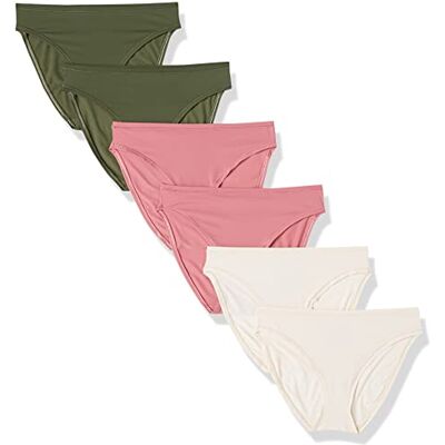 Amazon Essentials Damesondergoed met hoge snit (verkrijgbaar in grote maten), 6 stuks, blush/donker kaki groen/mauve, maat L Amazon Essentials Damesondergoed met hoge snit (verkrijgbaar in grote maten), 6 stuks, blush/donker kaki groen/mauve, maat L