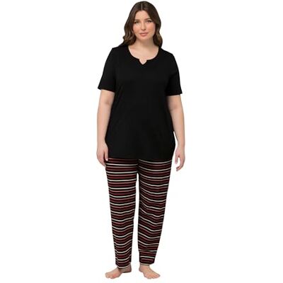 Ulla Popken , dames, grote maten, pyjama, strepen, zwart, 42-44 Ulla Popken , dames, grote maten, pyjama, strepen, zwart, 42-44