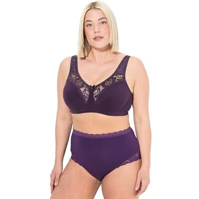 Ulla Popken Dames grote maten grote maten plus size ontlastingsbeha Kelly, kant, zonder beugel, cup C-E, aubergine, 100D Ulla Popken Dames grote maten grote maten plus size ontlastingsbeha Kelly, kant, zonder beugel, cup C-E, aubergine, 100D