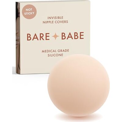 Bare Babe Gripvaste niet kleverige tepelbedekkingen, herbruikbaar, niet-klevend, voor vrouwen siliconen beha-inzetstukken, Creme, Large (Fits C-DD) Bare Babe Gripvaste niet kleverige tepelbedekkingen, herbruikbaar, niet-klevend, voor vrouwen siliconen beha-inzetstukken, Creme, Large (Fits C-DD)