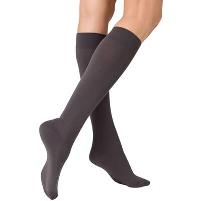 KUNERT Dames Sensual Cotton comfortabele band gebreide kniekousen, antraciet, 39-42 EU KUNERT Dames Sensual Cotton comfortabele band gebreide kniekousen, antraciet, 39-42 EU