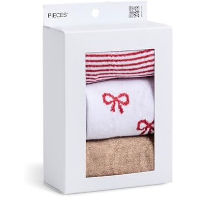 PIECES Pcjopi Xmas Glitter Socks 3-Pack Box Bc, tawny port, One size PIECES Pcjopi Xmas Glitter Socks 3-Pack Box Bc, tawny port, One size