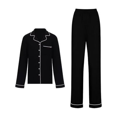DORINA Charli-Top_Bottom Charli pyjamaset – zachte viscose jersey-stof, piping details, top met lange mouwen en broek, zwart, XS, zwart/zwart, XS DORINA Charli-Top_Bottom Charli pyjamaset – zachte viscose jersey-stof, piping details, top met lange mouwen en broek, zwart, XS, zwart/zwart, XS