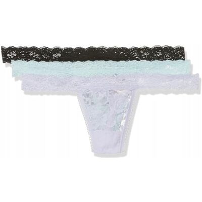 Sylvie Flirty Lingerie Abby String voor dames, verpakking van 3 stuks, lavendelkleuren/turquoise/zwart, Eén Maat grote maten Sylvie Flirty Lingerie Abby String voor dames, verpakking van 3 stuks, lavendelkleuren/turquoise/zwart, Eén Maat grote maten