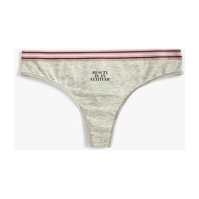 Koton Dames slogan bedrukt geribbeld string slipje ondergoed, Grijs Melange (grm), S Koton Dames slogan bedrukt geribbeld string slipje ondergoed, Grijs Melange (grm), S