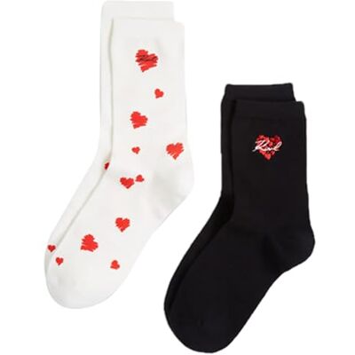 KARL LAGERFELD B.V k/heart mixed socks (2 stuks), Cannoli Cream-Black, One size, Cannoli Cream-Black, One size KARL LAGERFELD B.V k/heart mixed socks (2 stuks), Cannoli Cream-Black, One size, Cannoli Cream-Black, One size