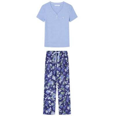 women'secret Lange pyjama Daily Farmer's Market voor dames, Blauw, XS women'secret Lange pyjama Daily Farmer's Market voor dames, Blauw, XS