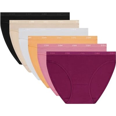 DIM Les Pockets Eco Damesslips, verpakking van 6 stuks, katoen, zachtheid en comfort, onzichtbare tailleband, meerkleurig, klassieke stijl, Set fruit/wit, S DIM Les Pockets Eco Damesslips, verpakking van 6 stuks, katoen, zachtheid en comfort, onzichtbare tailleband, meerkleurig, klassieke stijl, Set fruit/wit, S