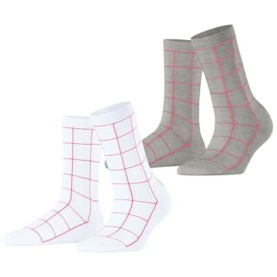 ESPRIT Dames Sokken Sketched Grid Multipack W So katoen gedessineerd 2 paar, Veelkleurig Grey White 0010, 39-42 ESPRIT Dames Sokken Sketched Grid Multipack W So katoen gedessineerd 2 paar, Veelkleurig Grey White 0010, 39-42
