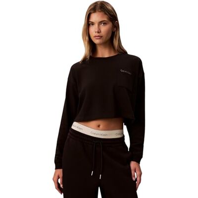 Calvin Dames LOGO JERSEY LS CROP LV00QS7516 Slaap Top, Zwart (Zwart), M, Zwart (zwart), M Calvin Dames LOGO JERSEY LS CROP LV00QS7516 Slaap Top, Zwart (Zwart), M, Zwart (zwart), M