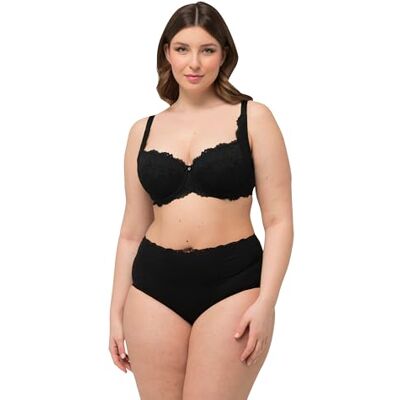Ulla Popken Dames Wire-Bra, Balconnet, Softcup, Lace BH, zwart, 115D Ulla Popken Dames Wire-Bra, Balconnet, Softcup, Lace BH, zwart, 115D