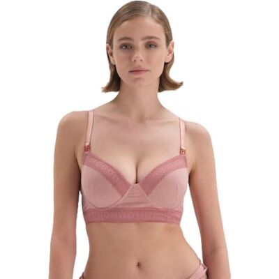 Dagi Dames Lace Gedetailleerd Katoen Niet-Wired Nursing BH, roze (salmon), 90D Dagi Dames Lace Gedetailleerd Katoen Niet-Wired Nursing BH, roze (salmon), 90D