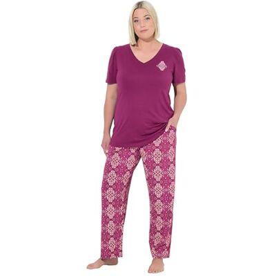 Ulla Popken gs1 data protected company 4069787000005 Damespyjama, boho match-pyjama-set, Fuchsia pink., 50-52 Ulla Popken gs1 data protected company 4069787000005 Damespyjama, boho match-pyjama-set, Fuchsia pink., 50-52