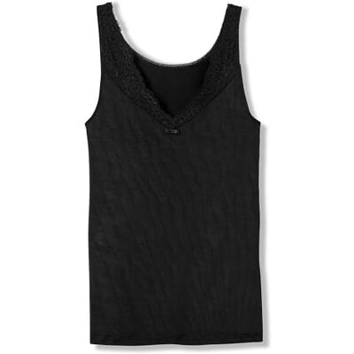 CALIDA Sensual Secrets Tanktop voor dames, borstgedeelte in V-vorm met semitransparante kant, zwart, 36-38 CALIDA Sensual Secrets Tanktop voor dames, borstgedeelte in V-vorm met semitransparante kant, zwart, 36-38