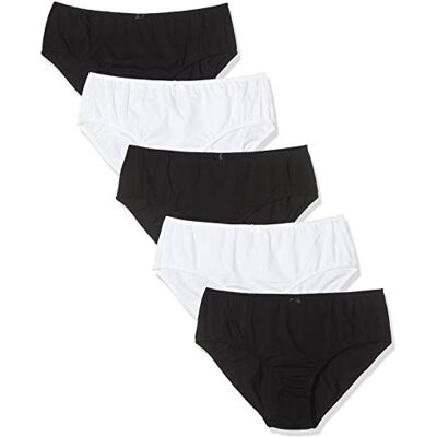 Ulla Popken Dames tailleslip (5-pack), zwart-wit, 62-64 Ulla Popken Dames tailleslip (5-pack), zwart-wit, 62-64