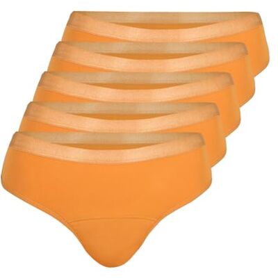 Athena Regels, set van 5 tanga's, menstruatieslipjes voor dames, Gouden huid, S Athena Regels, set van 5 tanga's, menstruatieslipjes voor dames, Gouden huid, S