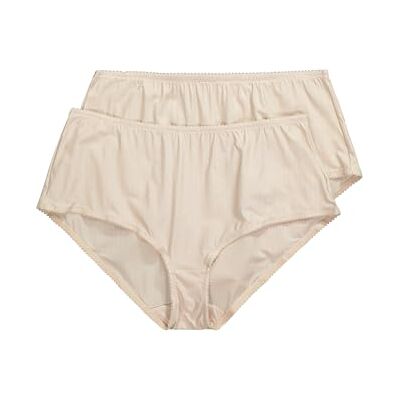 Ulla Popken Midi-Slips, verpakking van 2 stuks, duizend strepen, hoge snit 800279, Witte Parel, 56-58 Ulla Popken Midi-Slips, verpakking van 2 stuks, duizend strepen, hoge snit 800279, Witte Parel, 56-58
