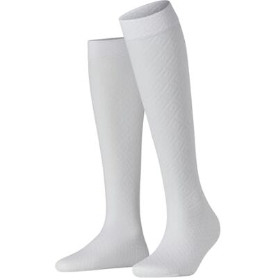 FALKE Dames Kniekousen Tessellating 25 DEN W Kh transparent gedessineerd 1 paar, Wit White 2209, 39-42 FALKE Dames Kniekousen Tessellating 25 DEN W Kh transparent gedessineerd 1 paar, Wit White 2209, 39-42