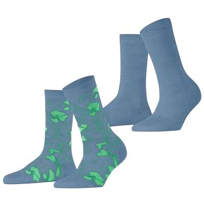 ESPRIT Dames Sokken Flower Sketch Multipack W So katoen gedessineerd 2 paar, Blauw Jeans 6458, 35-38 ESPRIT Dames Sokken Flower Sketch Multipack W So katoen gedessineerd 2 paar, Blauw Jeans 6458, 35-38