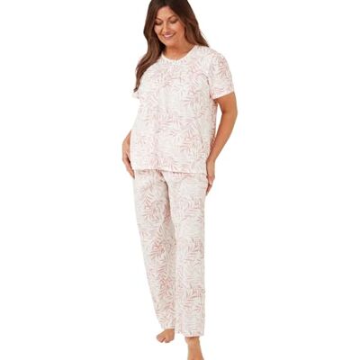Marlon Lily pyjamasets voor dames, Roze Palm, 46-48 Marlon Lily pyjamasets voor dames, Roze Palm, 46-48
