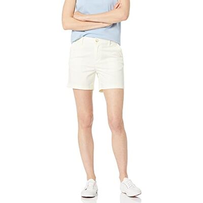 Amazon Essentials Dames Mid-Rise Slim-Fit 5 Inch Binnenbeenlengte Khaki Short (Verkrijgbaar in Rechte en Curvy Fits), Crème, 20 Amazon Essentials Dames Mid-Rise Slim-Fit 5 Inch Binnenbeenlengte Khaki Short (Verkrijgbaar in Rechte en Curvy Fits), Crème, 20