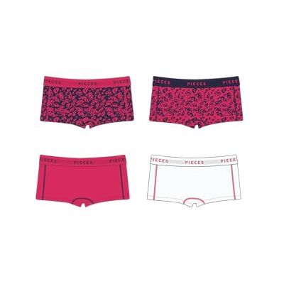 PIECES PCLOGO Lady 4 Pack BC, Ocean Cavern/Aop: red Leo 4-pack, XS PIECES PCLOGO Lady 4 Pack BC, Ocean Cavern/Aop: red Leo 4-pack, XS