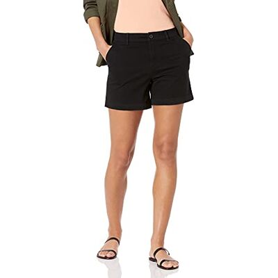 Amazon Essentials Dames Mid-Rise Slim-Fit 5 Inch Binnenbeenlengte Khaki Short (Verkrijgbaar in Rechte en Curvy Fits), Zwart, 0 Amazon Essentials Dames Mid-Rise Slim-Fit 5 Inch Binnenbeenlengte Khaki Short (Verkrijgbaar in Rechte en Curvy Fits), Zwart, 0