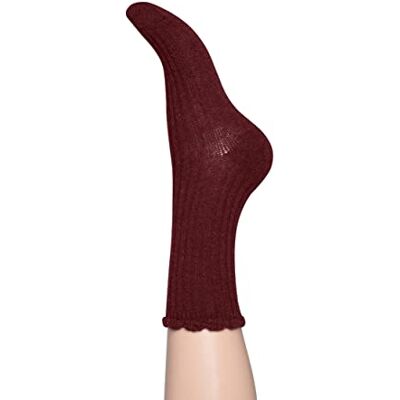 Charnos Dames Wol Rib Scallop Sock Wine One Size, Wijn, Eén Maat Charnos Dames Wol Rib Scallop Sock Wine One Size, Wijn, Eén Maat