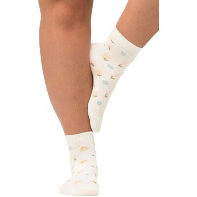 Ulla Popken , Dames, grote maten, set van 2 korte sokken, bloemen, wit, 39-42 EU Ulla Popken , Dames, grote maten, set van 2 korte sokken, bloemen, wit, 39-42 EU