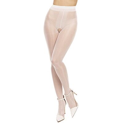 GLAMORY Ouvert 20 panty met open kruis-wit-56-58 GLAMORY Ouvert 20 panty met open kruis-wit-56-58