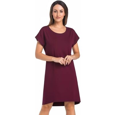 Teyli Nachthemd dames nachthemd dames korte mouwen delicaat en aangenaam nachthemden voor dames dames nachthemd katoen nachtkleding Luzi, rood, XS Teyli Nachthemd dames nachthemd dames korte mouwen delicaat en aangenaam nachthemden voor dames dames nachthemd katoen nachtkleding Luzi, rood, XS