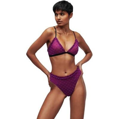 KARL LAGERFELD Dames Kl Monogram W/Ruffle Briefs, Phlox, XS KARL LAGERFELD Dames Kl Monogram W/Ruffle Briefs, Phlox, XS